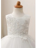 Beaded Ivory Lace Tulle Curly Hem Flower Girl Dress Beaded Ivory Lace Tulle Curly Hem Flower Girl Dress